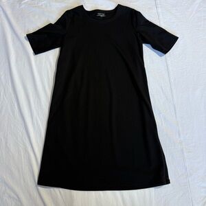 Eileen Fisher Black Short Sleeve Midi Dress Size Zipper Tunic Size XS minimalist